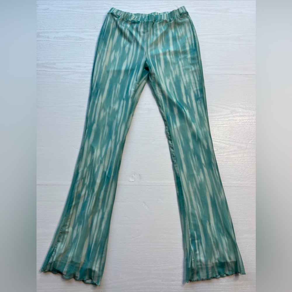 Superdown Pull On Flare Pants Womens Small Green‎ Print Full Length